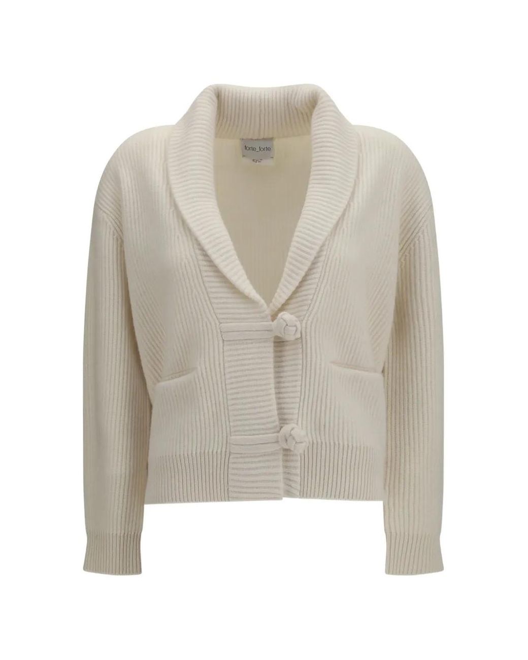 Forte_forte White Cardigan Côtelé À Col Châle