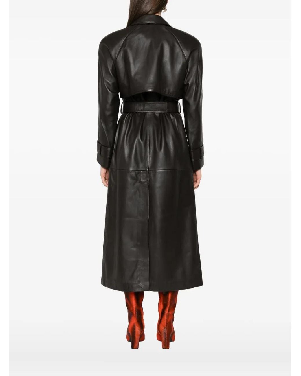 DUCIE Black Corrin Leather Trench Coat
