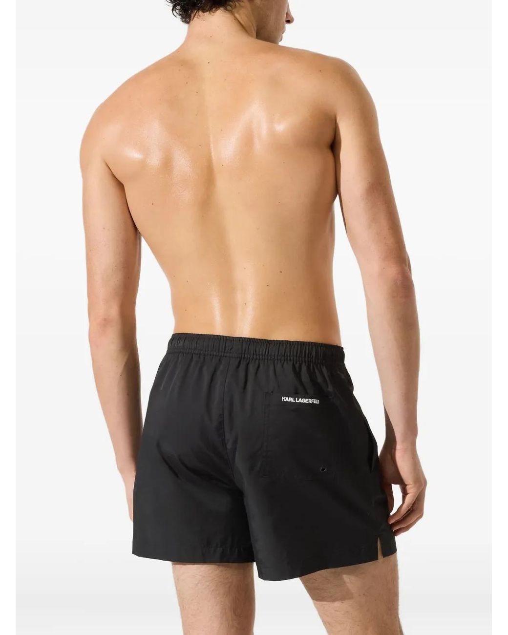 Karl Lagerfeld Black Drawstring Swim Shorts for men