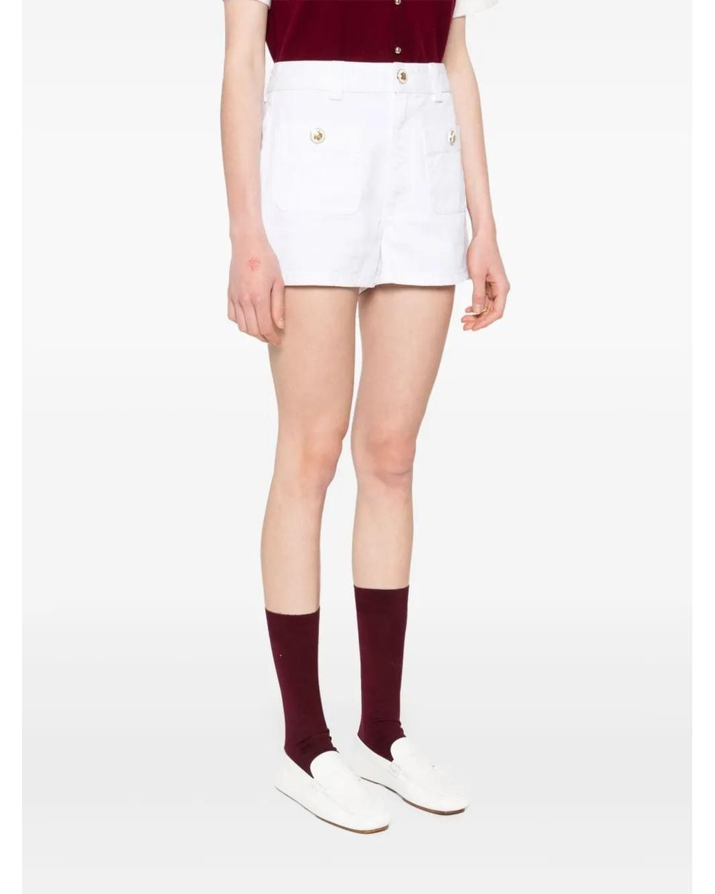Sandro White High Waist Denim Shorts