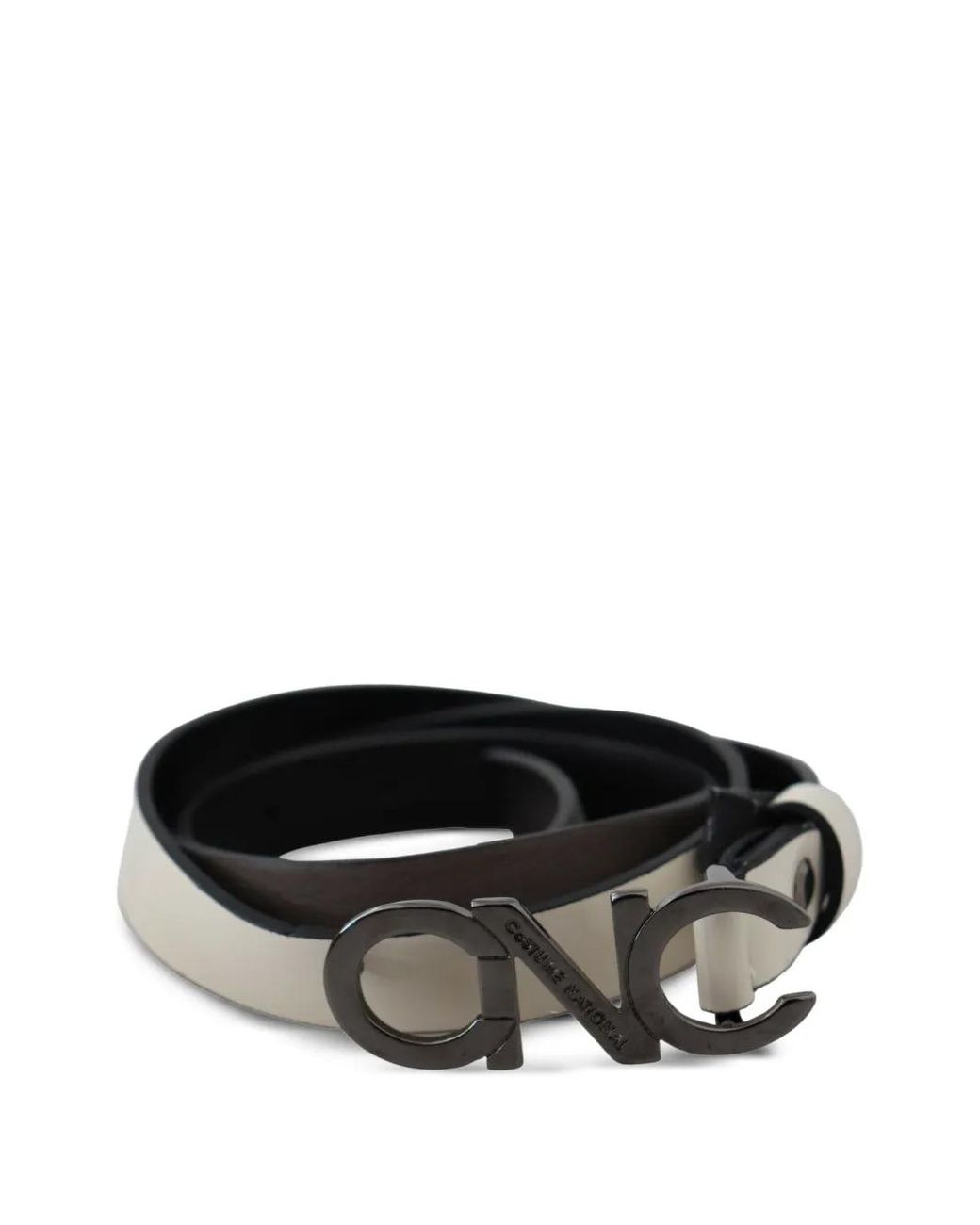 CoSTUME NATIONAL Black Logo-Buckle Leather Belt