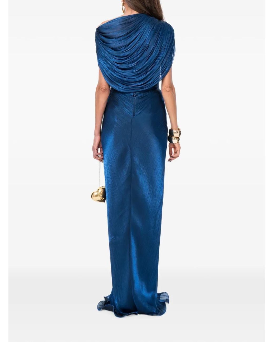 Ana Radu Blue Draped Column Gown