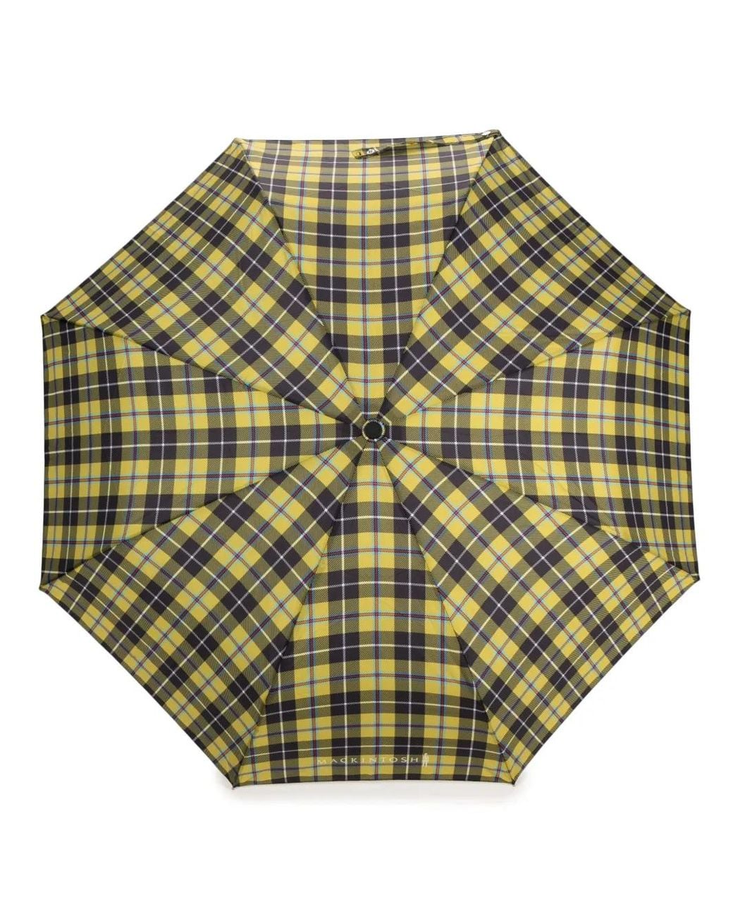 Mackintosh Green Ayr Check-Pattern Automatic Telescopic Umbrella