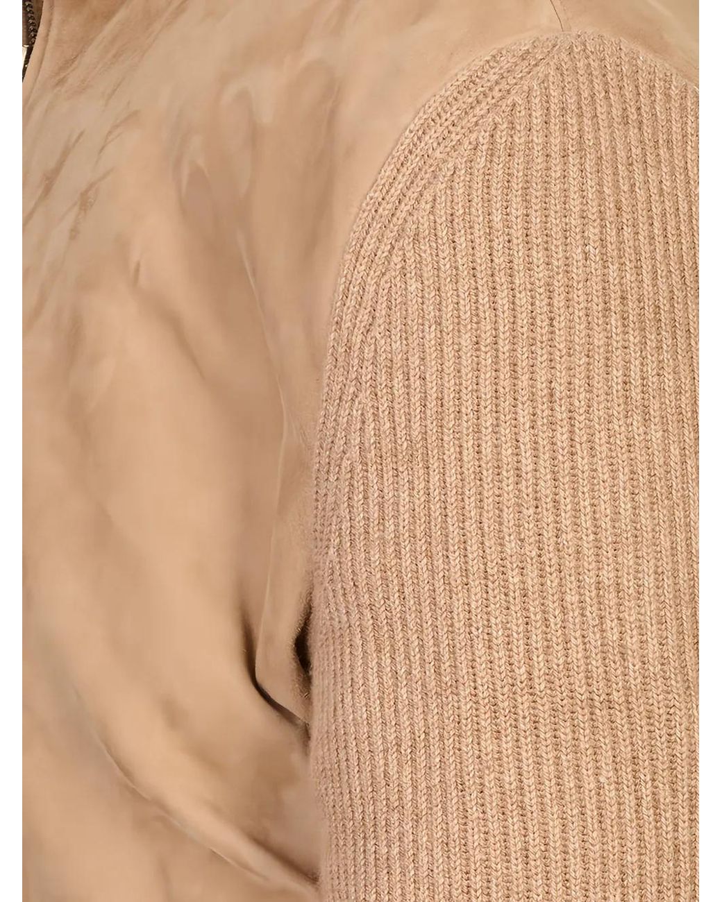 Agnona Natural Suede-Panelled Ribbed-Knit Jacket for men