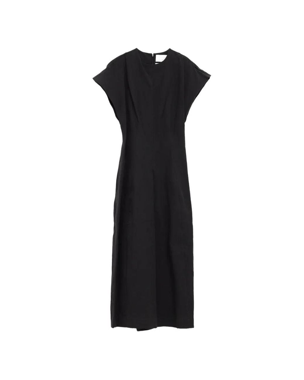 Lauren Manoogian Black Robe Longue À Mancherons Et Empiècements
