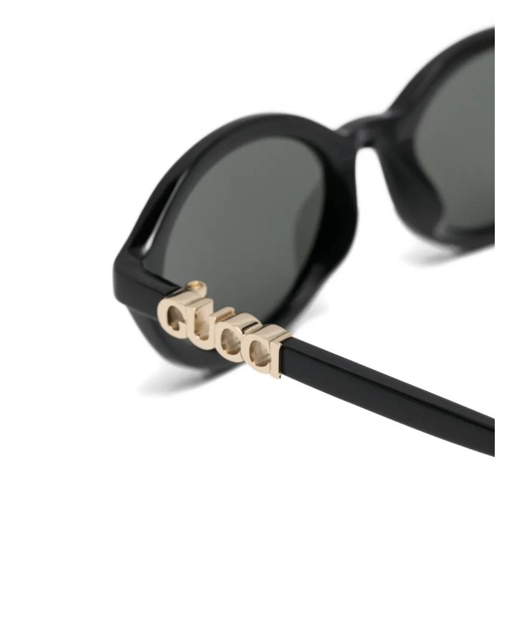Gucci Gray Logo Oval-Frame Sunglasses