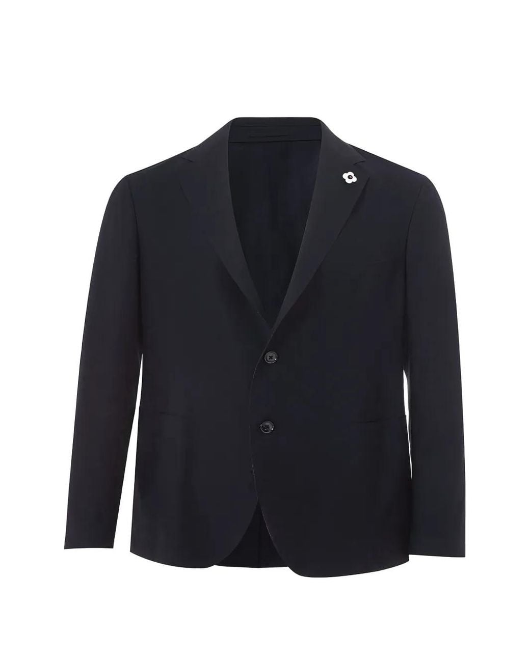 Lardini Blue Flower-Pin Notch-Lapels Suit Jacket for men