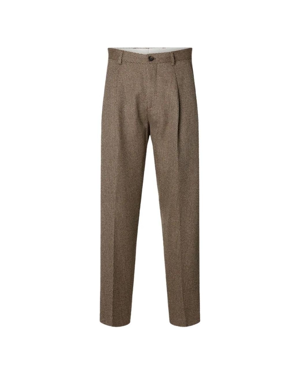 SELECTED Gray Pantalon Lou En Laine À Plis for men