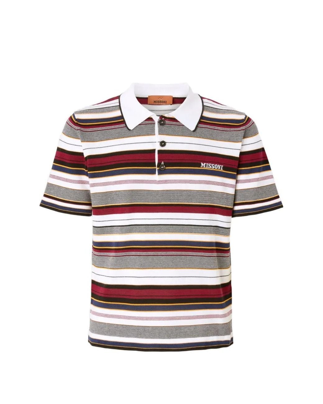 Missoni White Logo-Embroidered Striped Polo Shirt for men