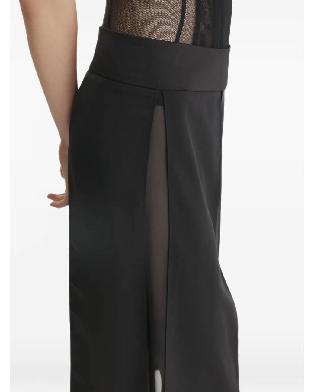 2310 STUDIO Black Slit-Detail Midi Skirt