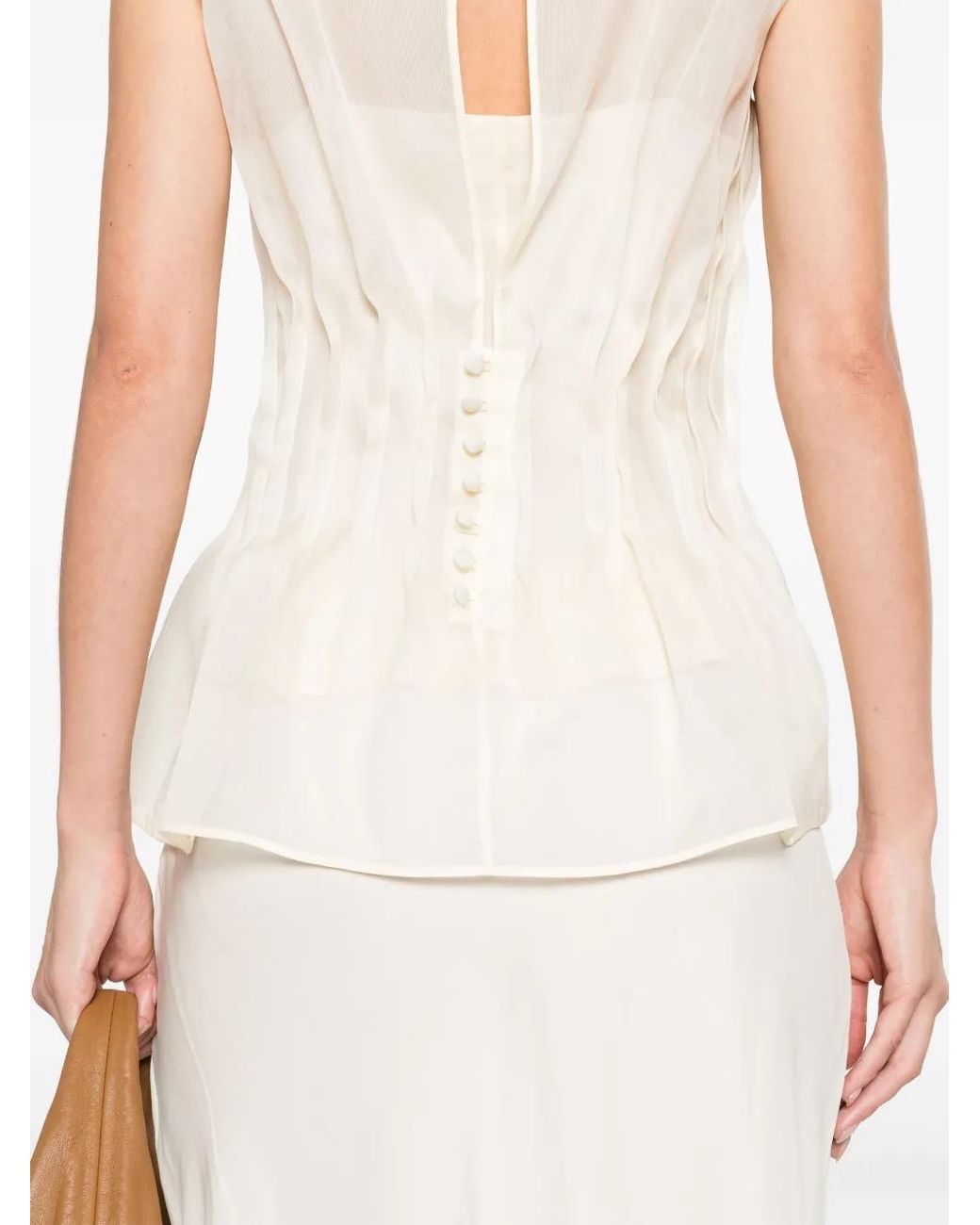 Khaite White Westin Semi-Sheer Silk Blouse