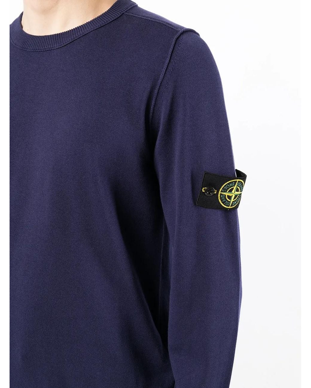 Stone Island Blue Compass Badge Crew-Neck Jumper for men