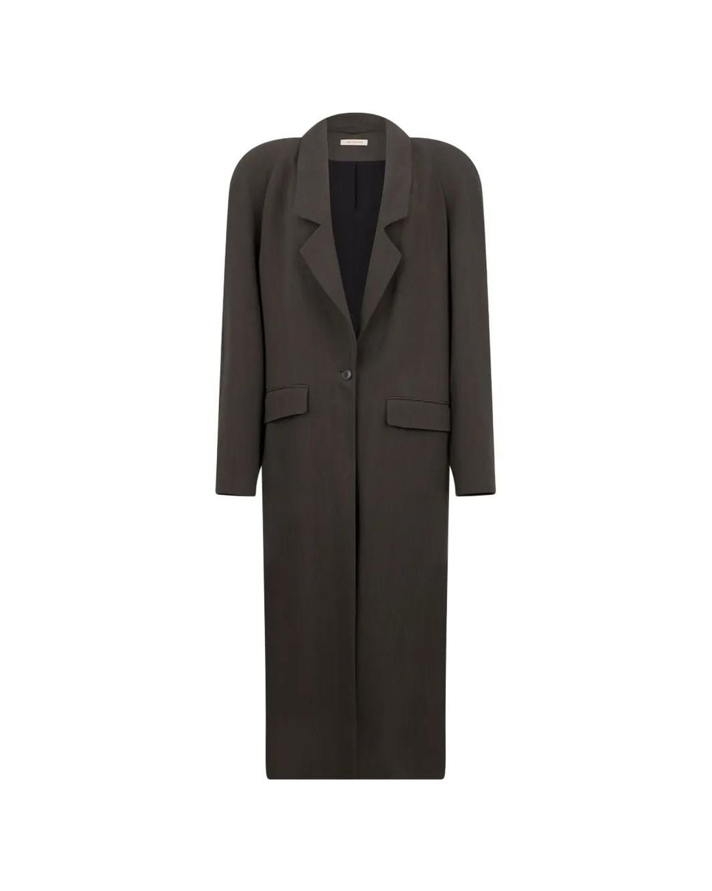 The Mannei Black Single-Breasted Padded-Shoulder Coat