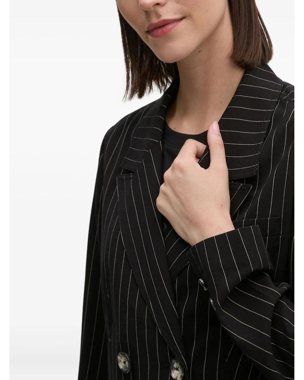DKNY Black Pinstripe Double-Breasted Jacket
