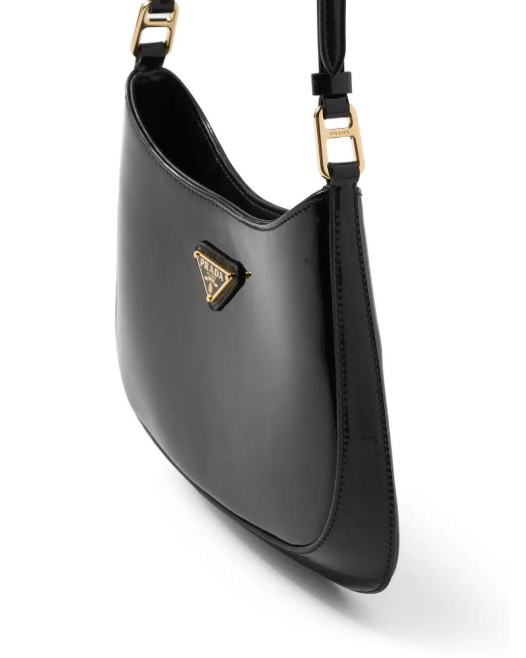 Prada Black Cleo Patent-Leather Shoulder Bag