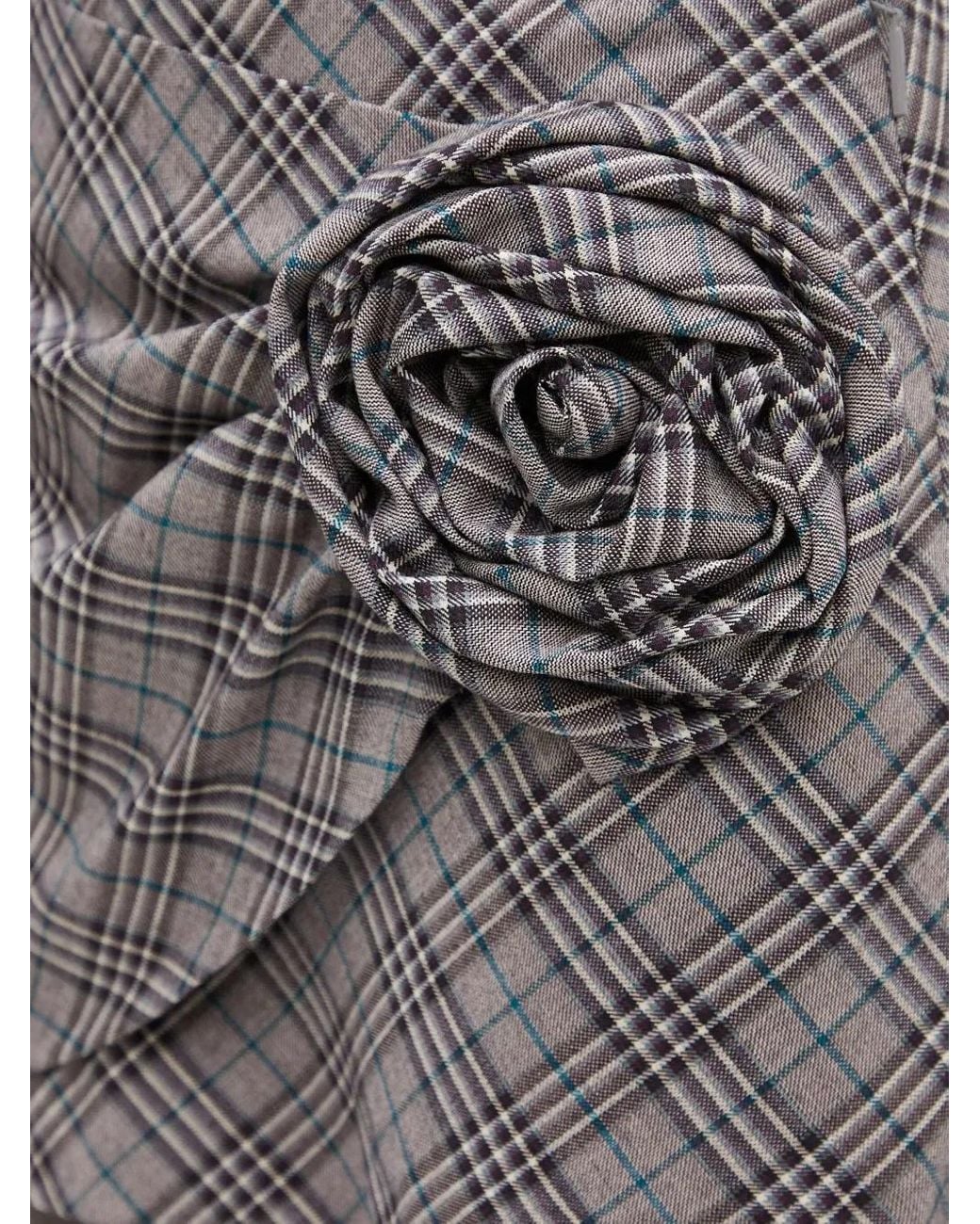 Ambush Black Rose-Appliqué Plaid Skirt