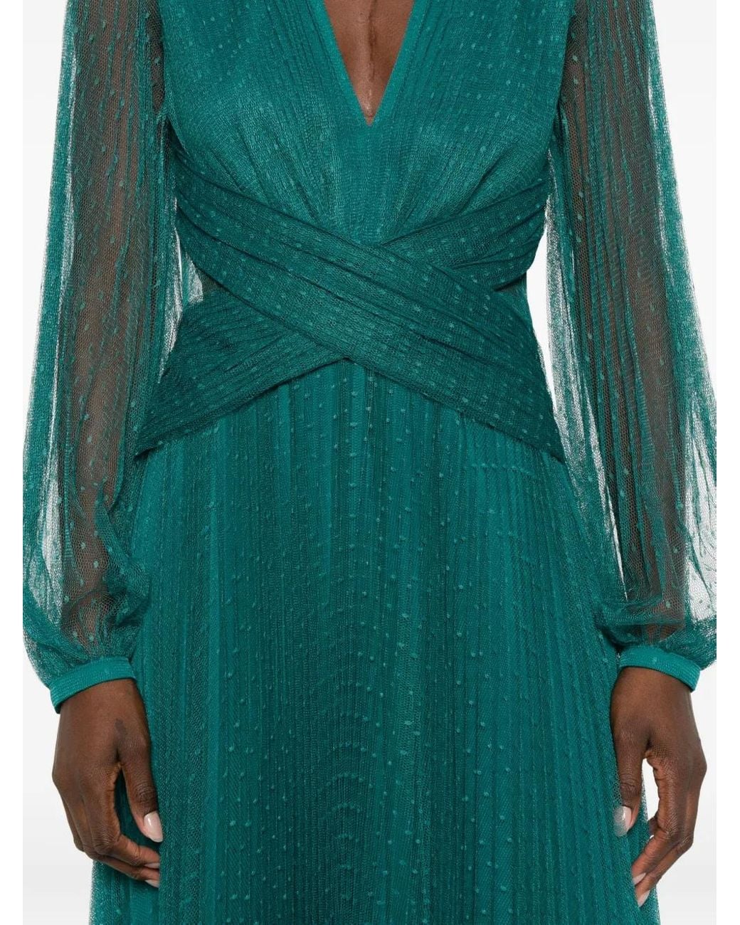 Twinset Green Twisted Long-Sleeved Dress