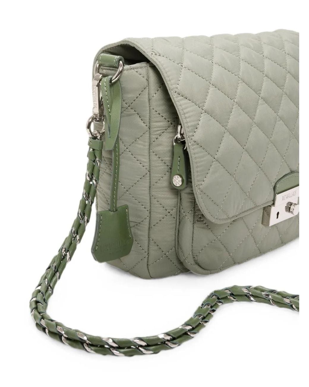 MZ Wallace Gray Medium Crosby Quilted Lock Crossbody Bag