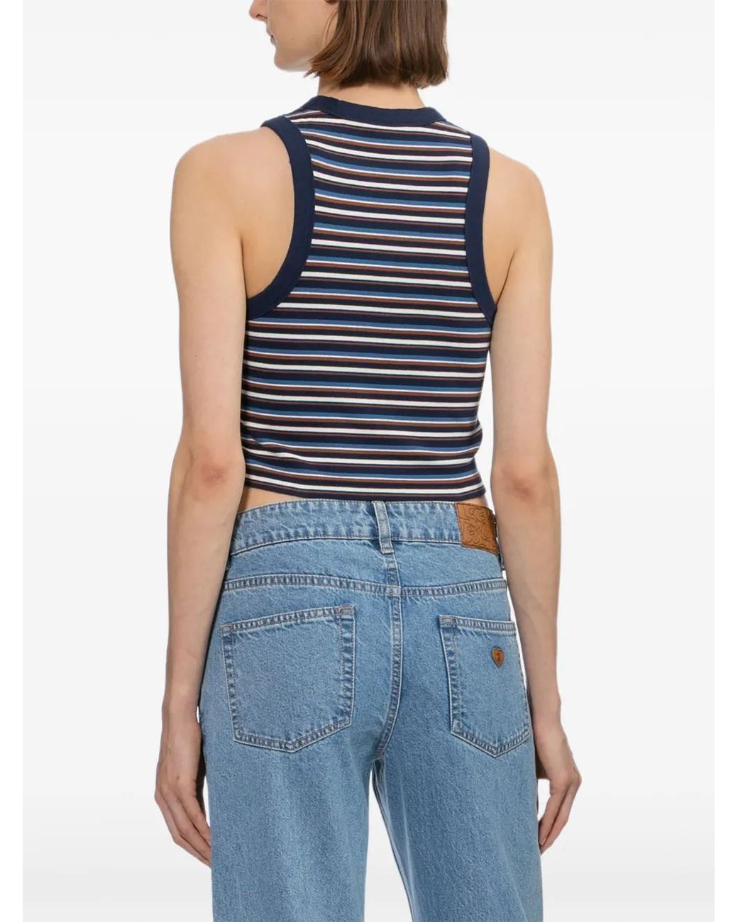 AAPE BY A BATHING AP Blue Striped Crop Top