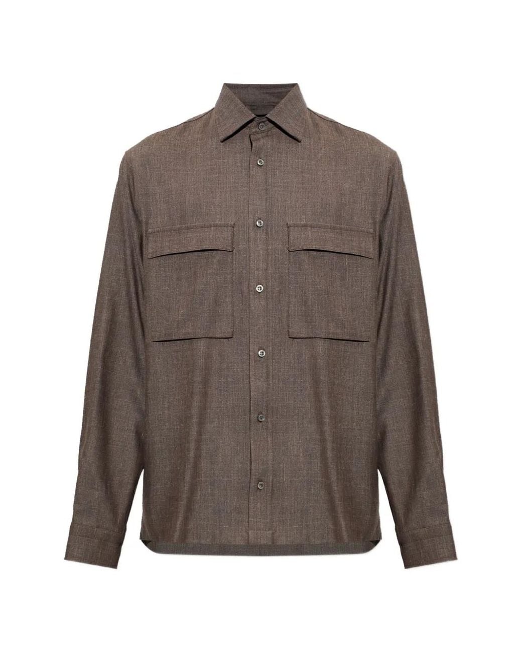 Paul & Shark Brown Chemise À Poches Poitrine for men