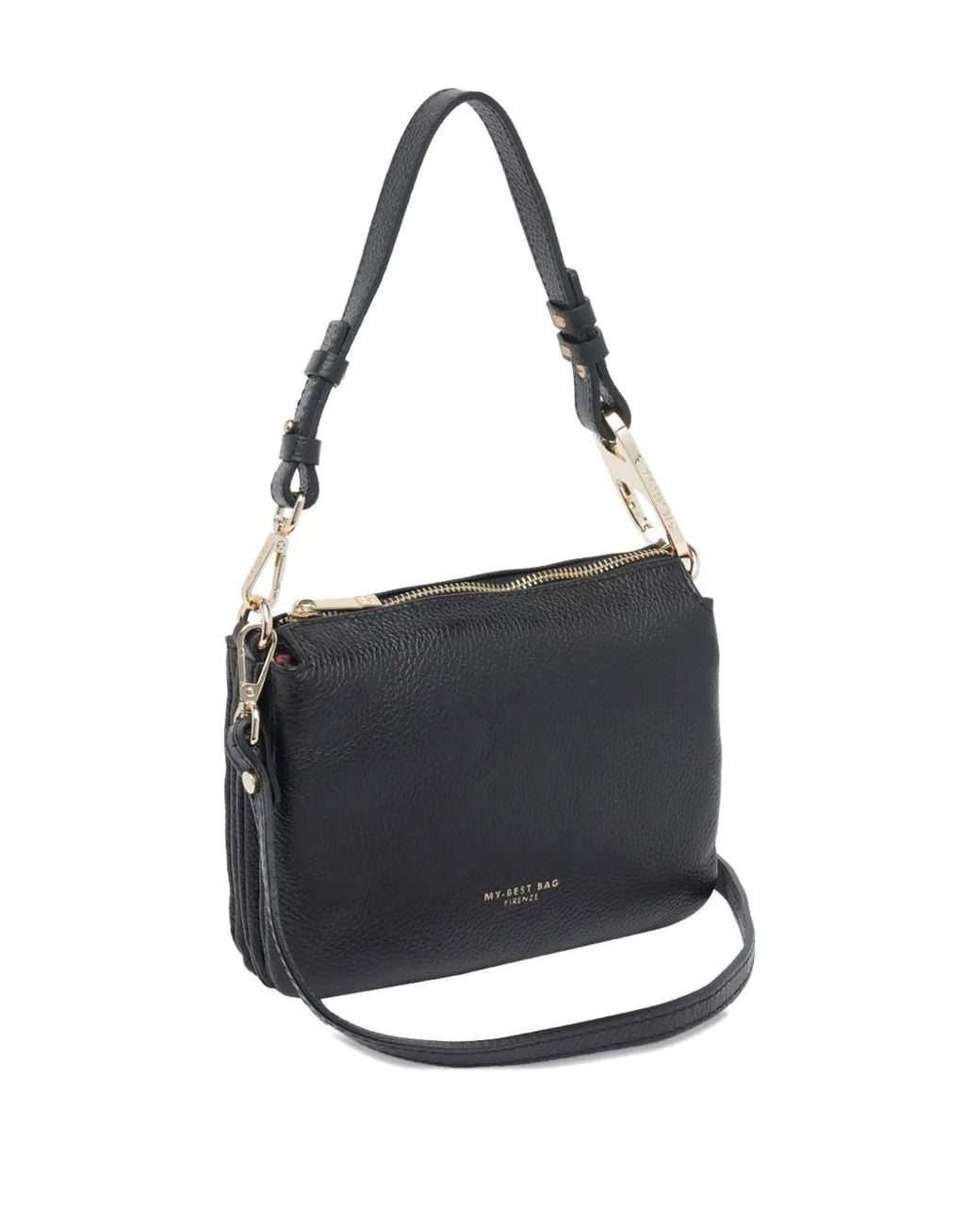 MY BEST BAG Black Logo-Stamp Leather Tote Bag