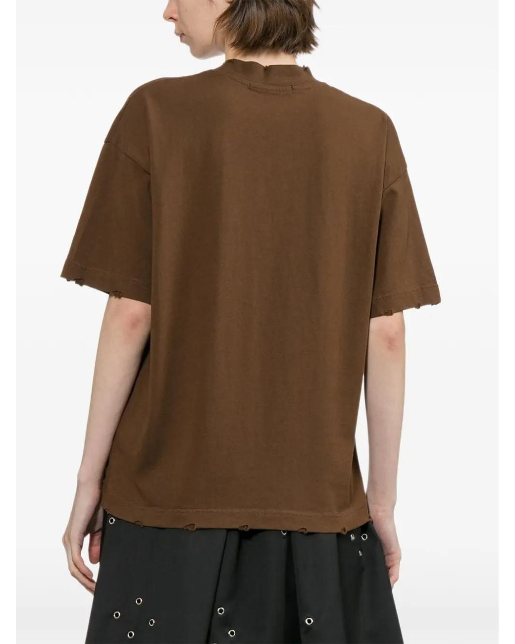 Joshua Sanders Brown T-Shirt À Effet Usé Et Patch