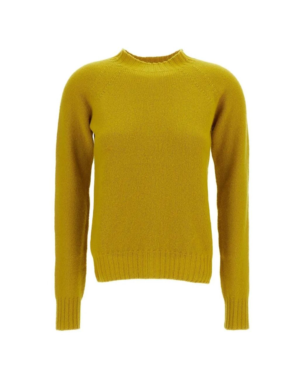 Drumohr Yellow Pull À Manches Raglan Et Col Montant