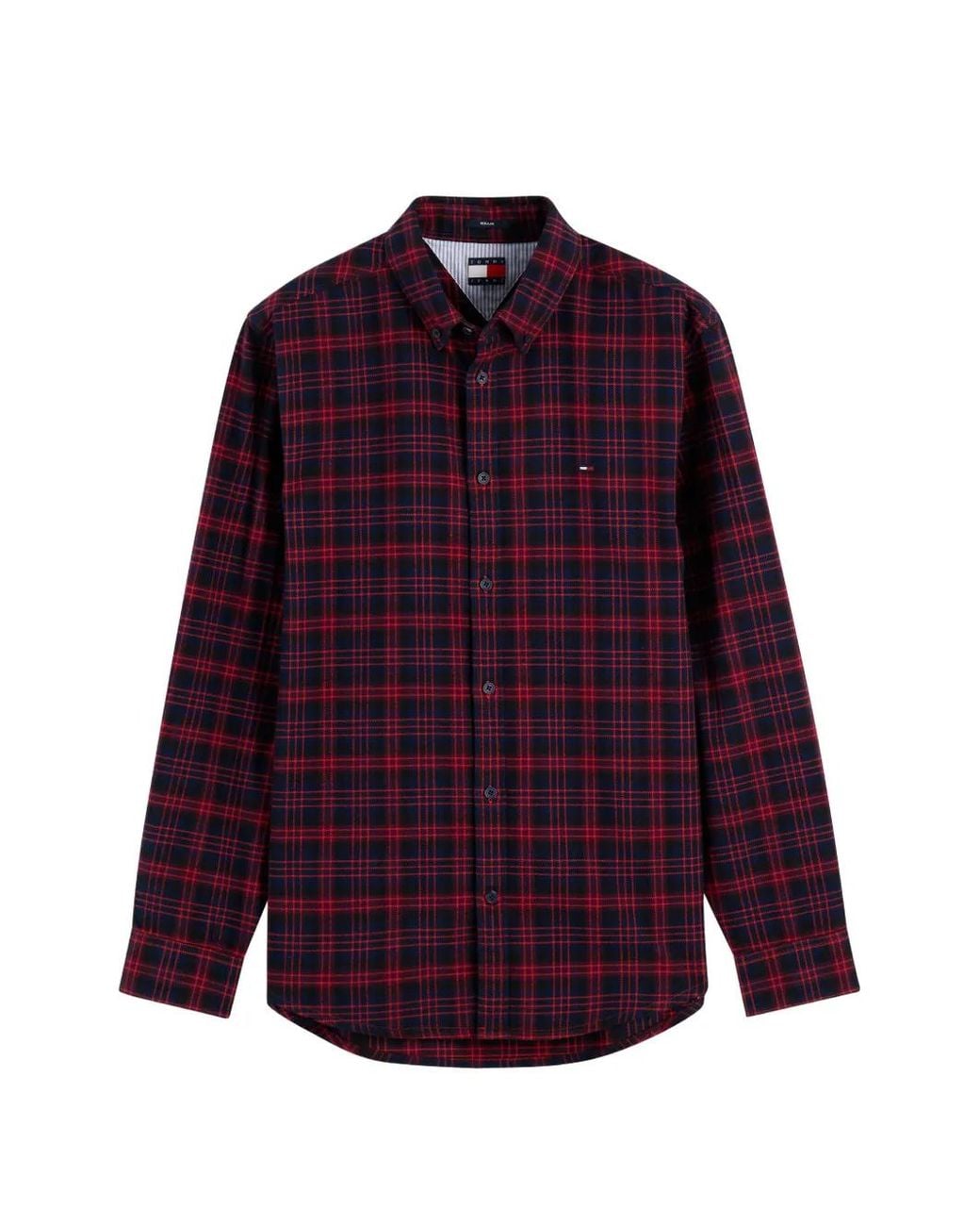 Tommy Hilfiger Purple Check-Print Button-Down Shirt for men