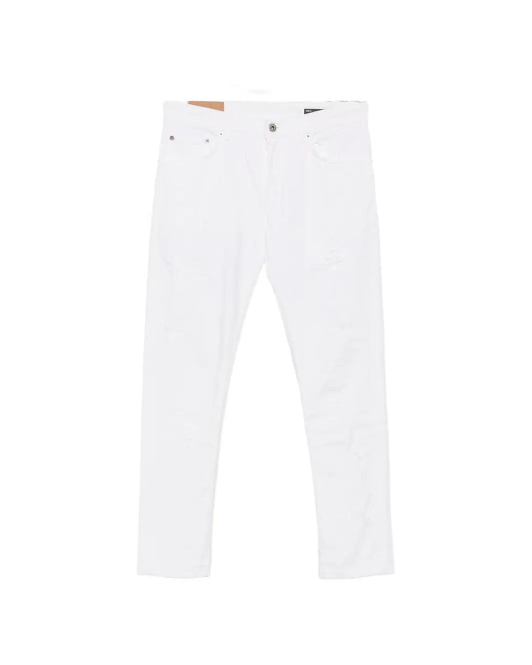 Dondup White Distressed Slim-Fit Jeans for men