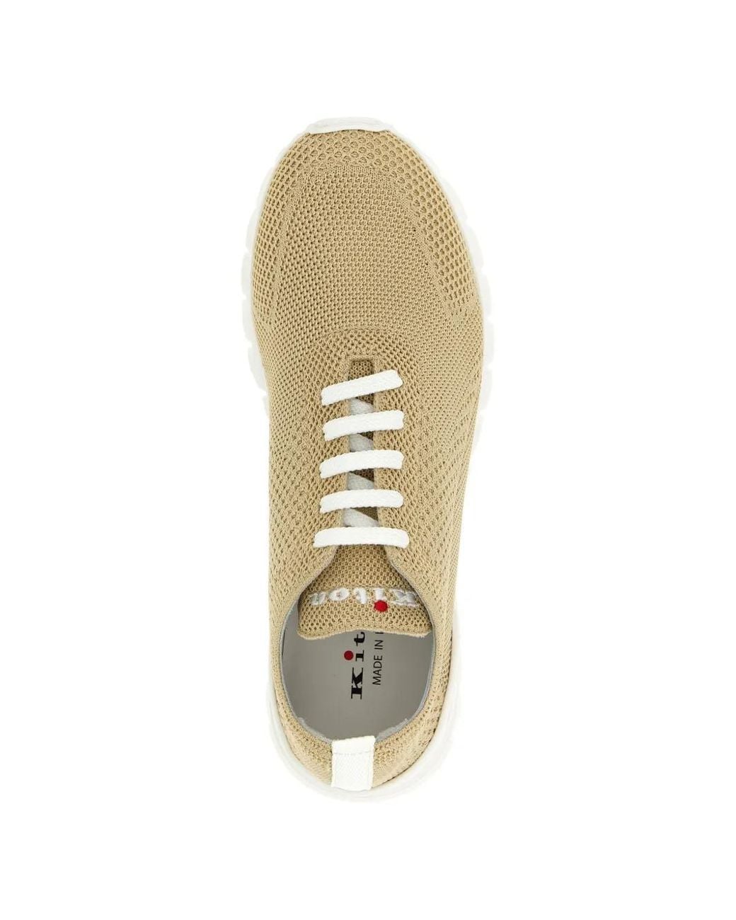 Kiton White Fit Cotton-Knit Sneakers for men