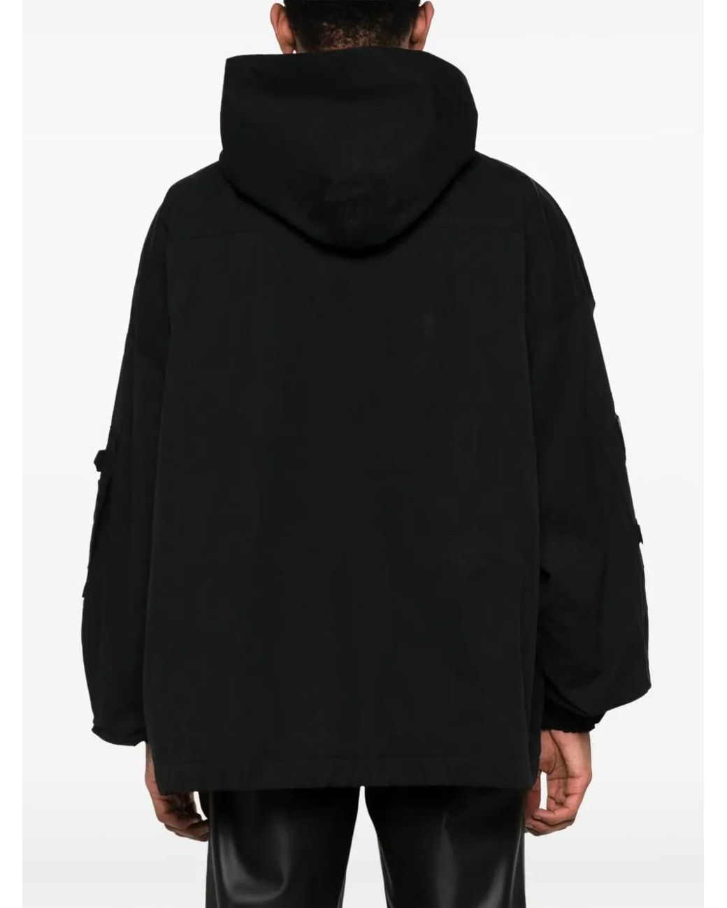 032c Black Stronger Multiple-Patch Cotton Hoodie for men