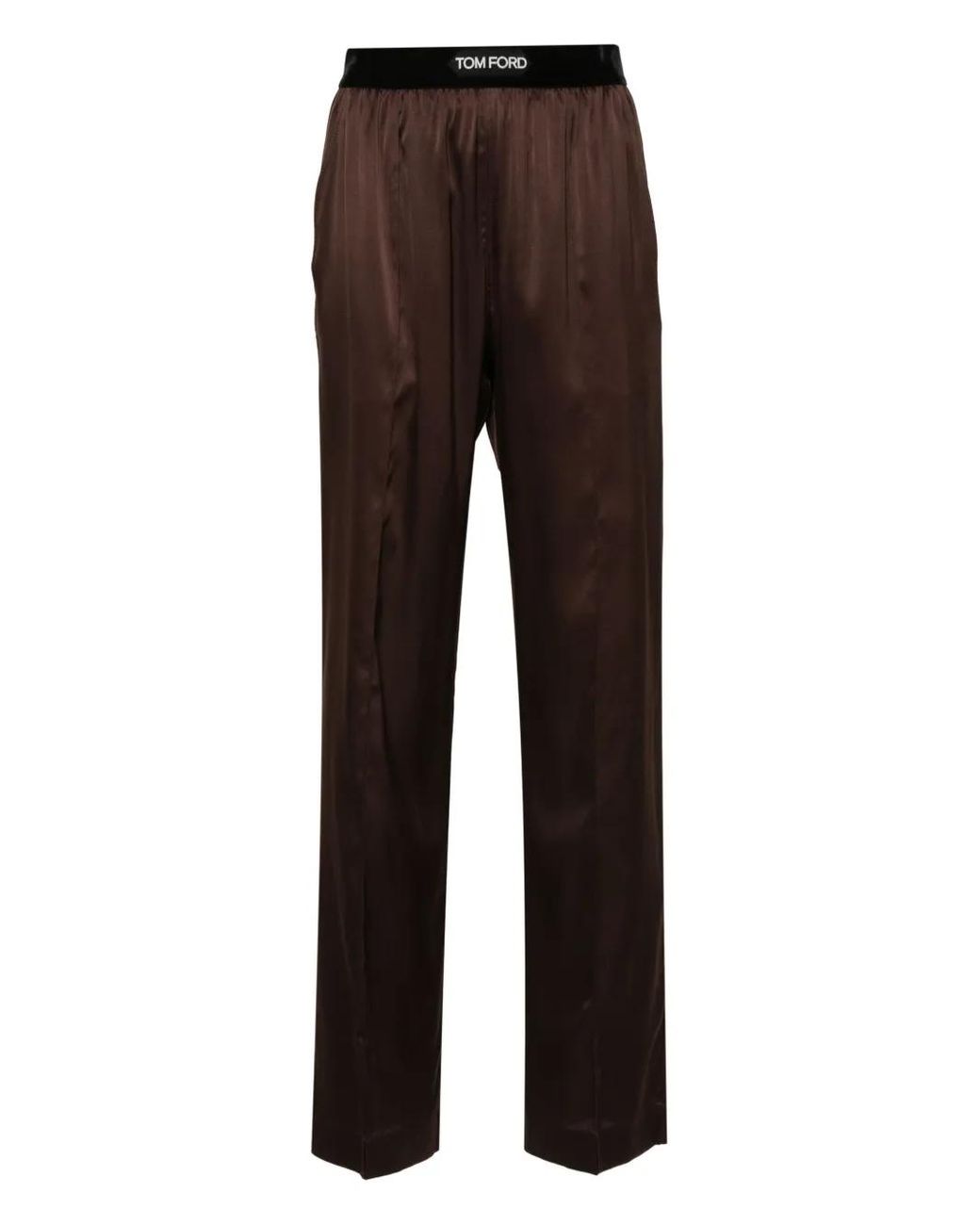 Tom Ford Brown Satin Silk Pajama Pants