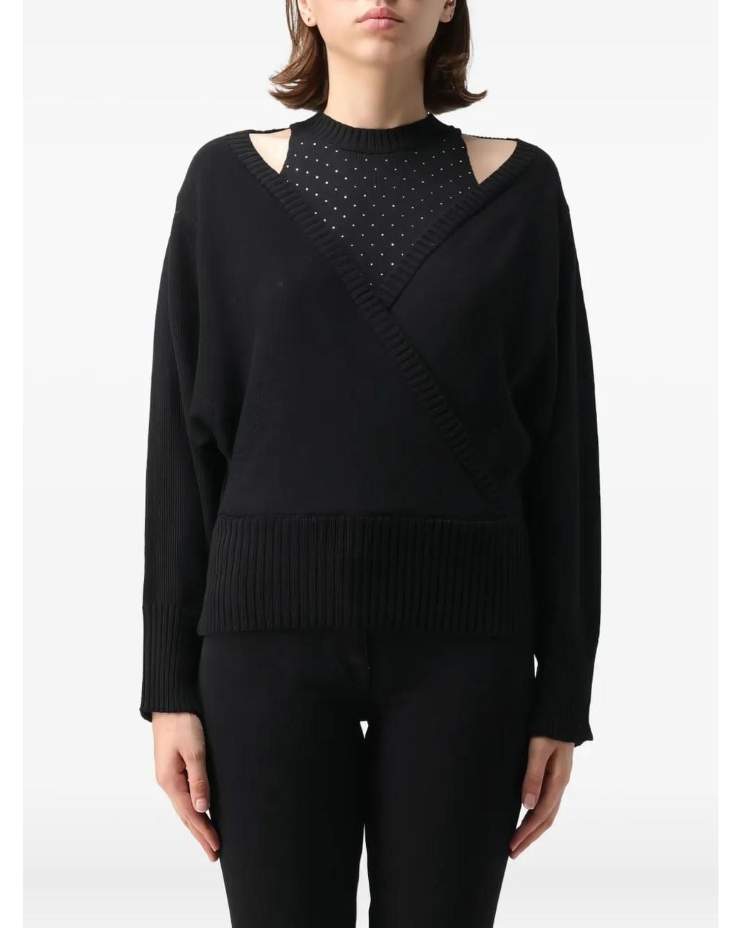 SIMONA CORSELLINI Black Cut-Out Embellished Sweater
