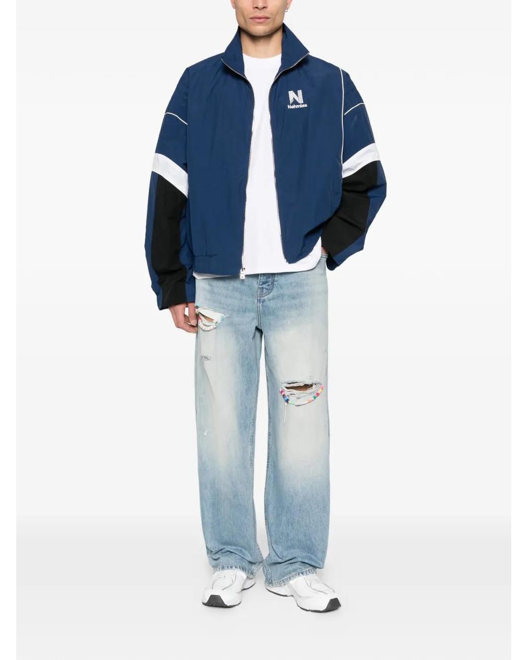 NAHMIAS Blue Logo-Detail Panel Jacket for men