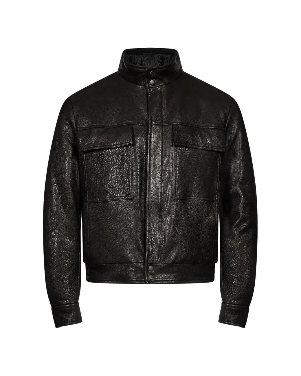 Salvatore Santoro Black Grained-Leather Jacket for men