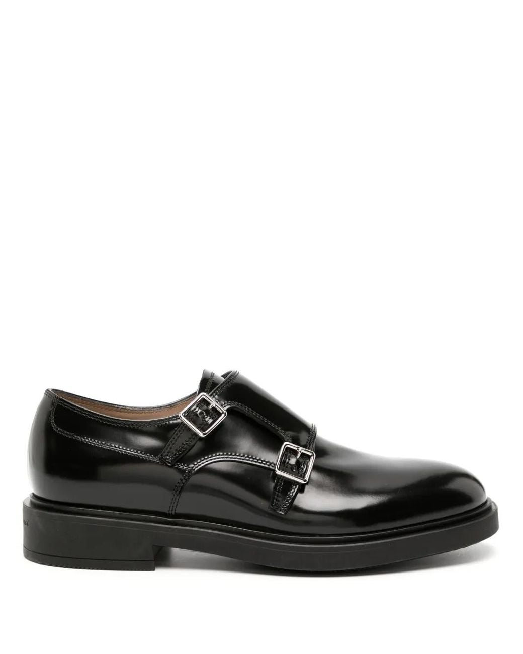 Gianvito Rossi Black Scott Buckled Leather Shoes for men