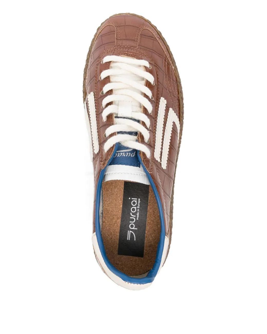 PURAAI Brown Pecan Croc-Effect Sneakers