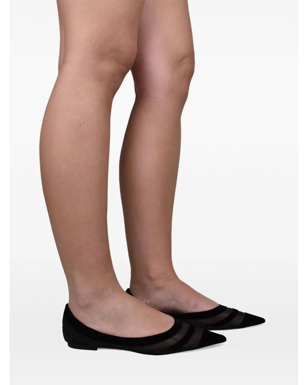 Jimmy Choo Black Fishnet Pointed Toe Ballerinas