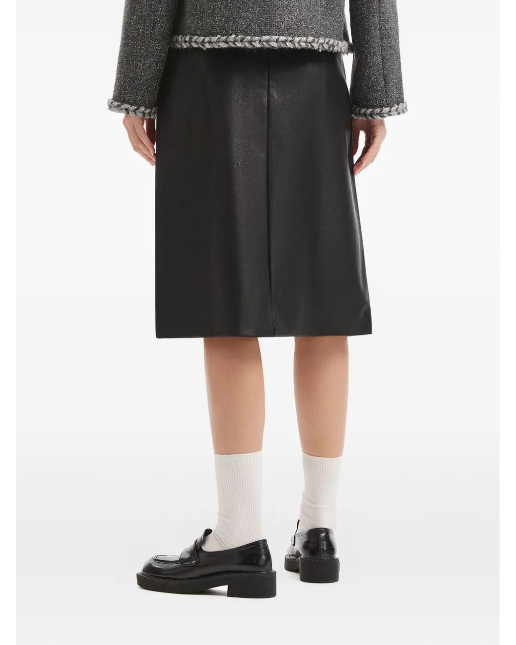 B+ AB Black Side-Pockets Midi Skirt