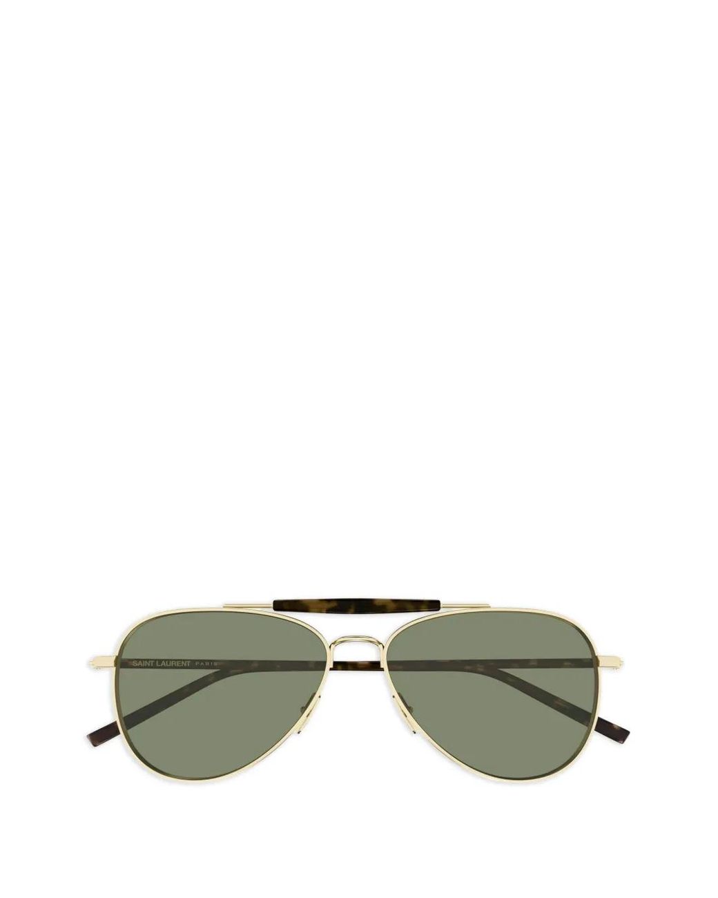 Saint Laurent Green Double-Bridge Pilot-Frame Sunglasses