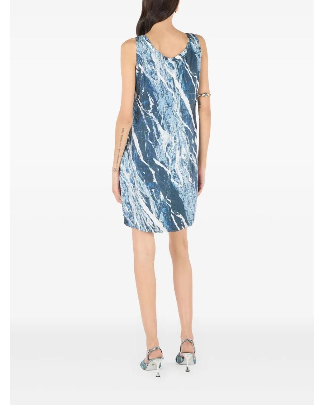 Roberto Cavalli Blue Silk Mini Dress