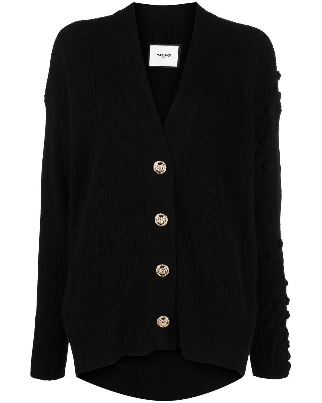Max & Moi Black Cashmere V-Neck Cardigan