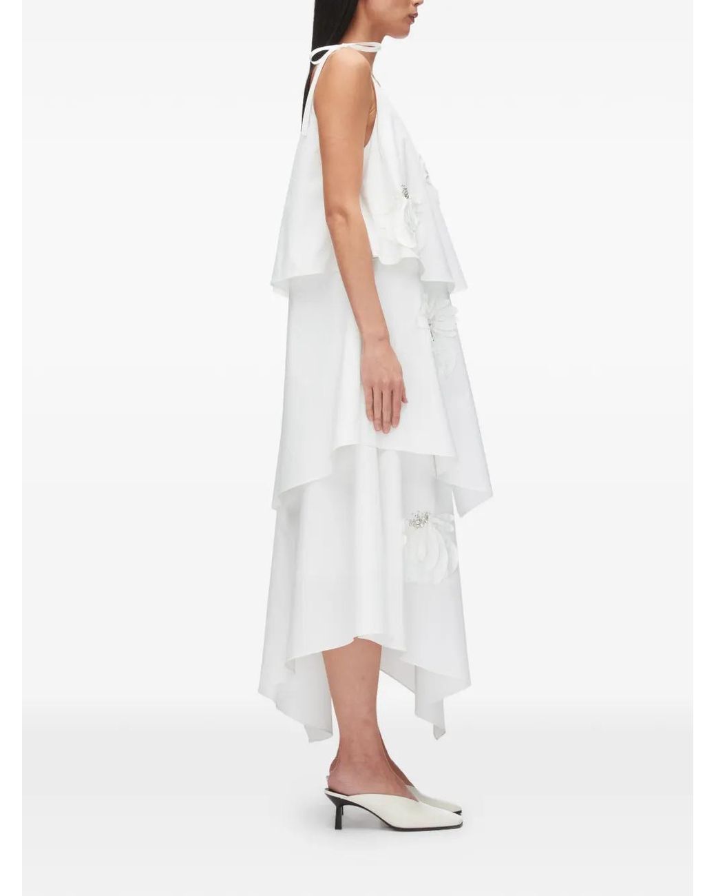 3.1 Phillip Lim White Appliqué Layered Midi Dress