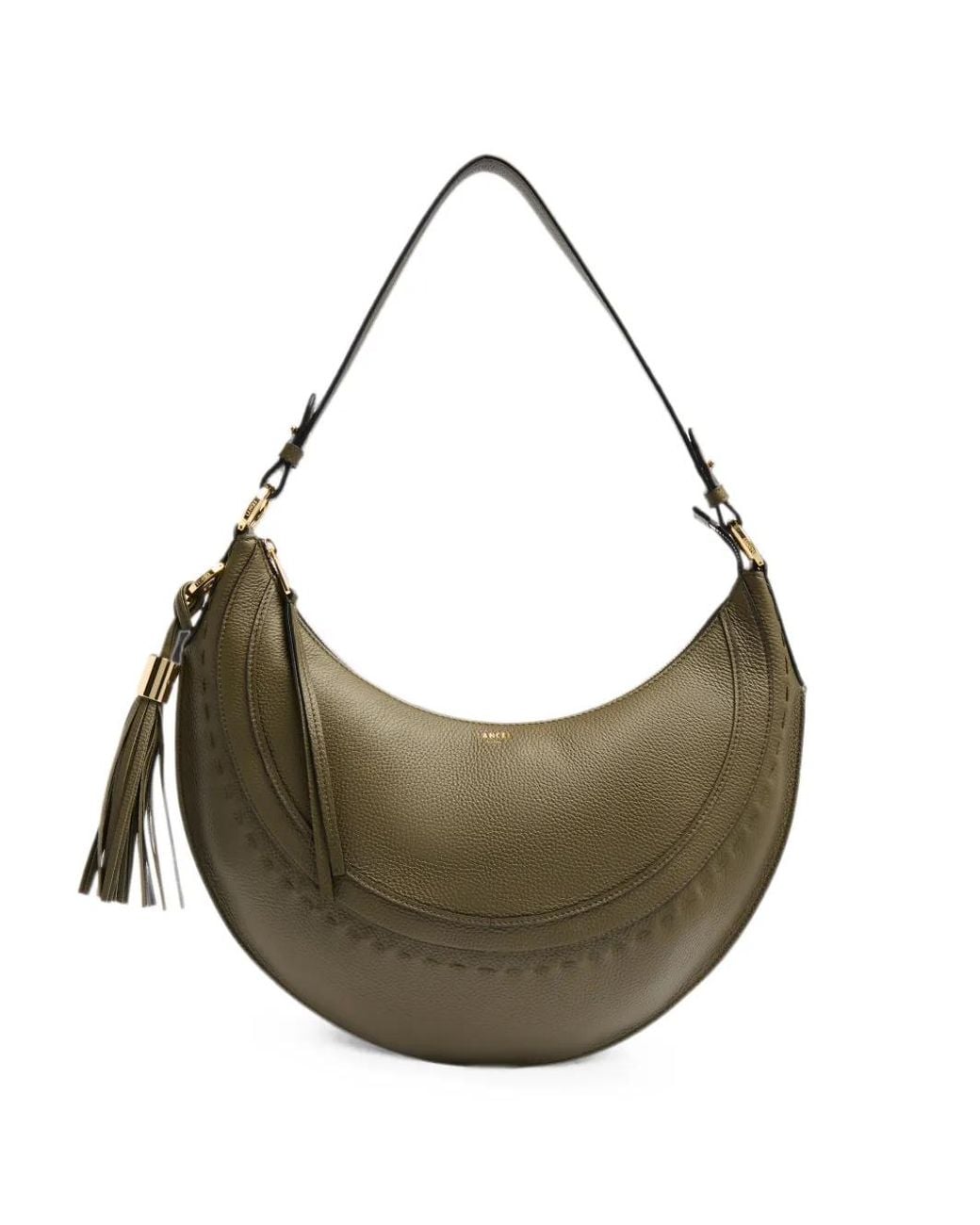 Lancel Gray Sac Porté Épaule Hoboheme Format Moyen À Pompon