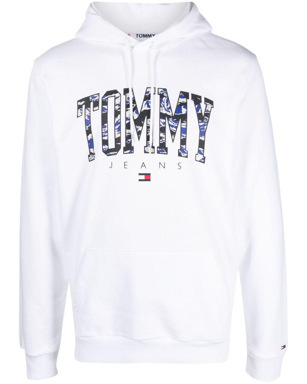 Tommy Hilfiger Logo-print Drawstring Hoodie in White for Men | Lyst