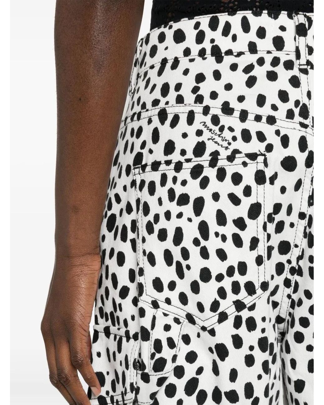 Moschino White Spot-Print Cargo Trousers