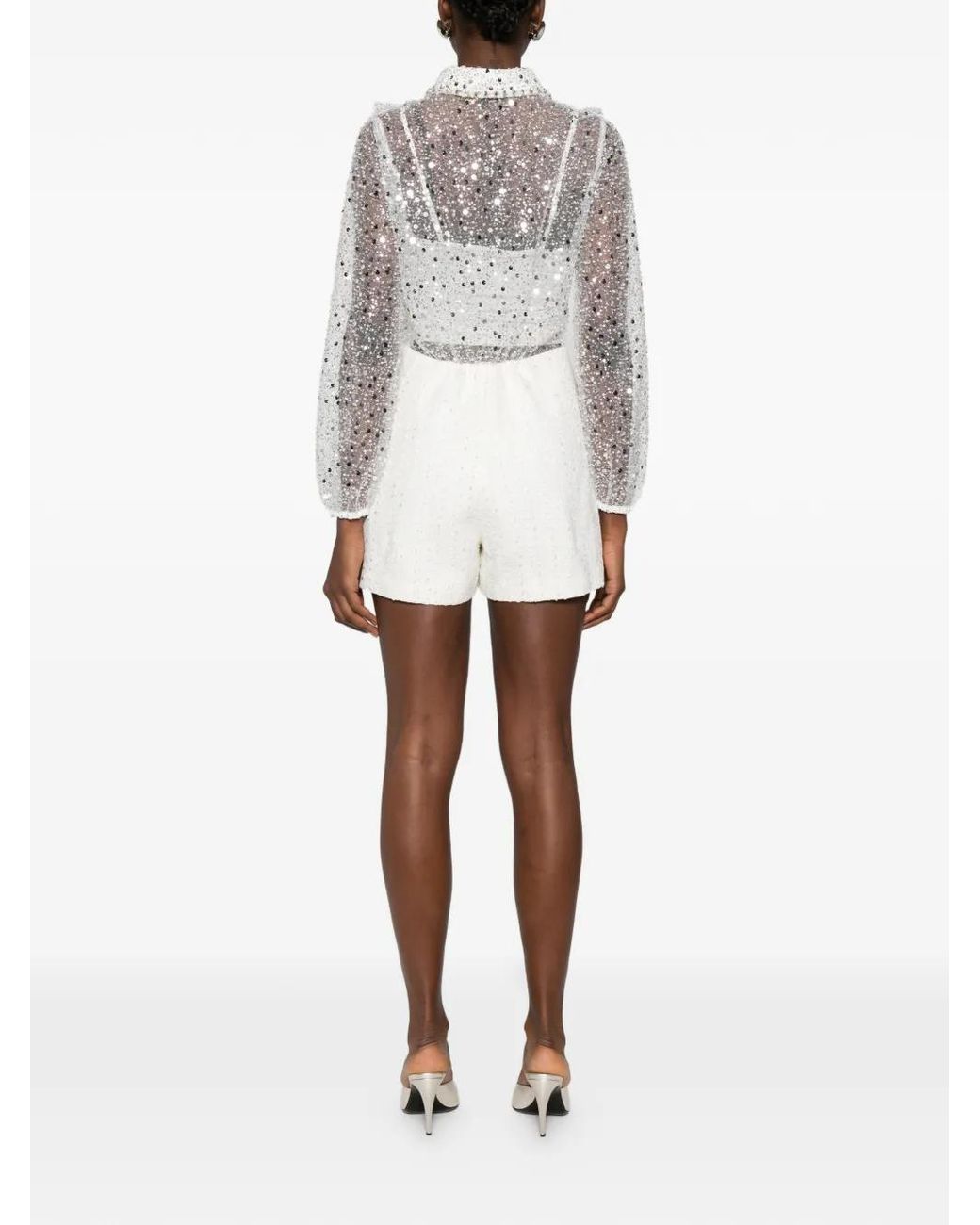 Mono De Tweed Con Apliques En El Cuello Maje de color White