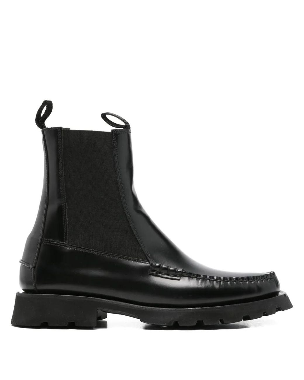 Hereu Black Leather Chelsea Boots for men
