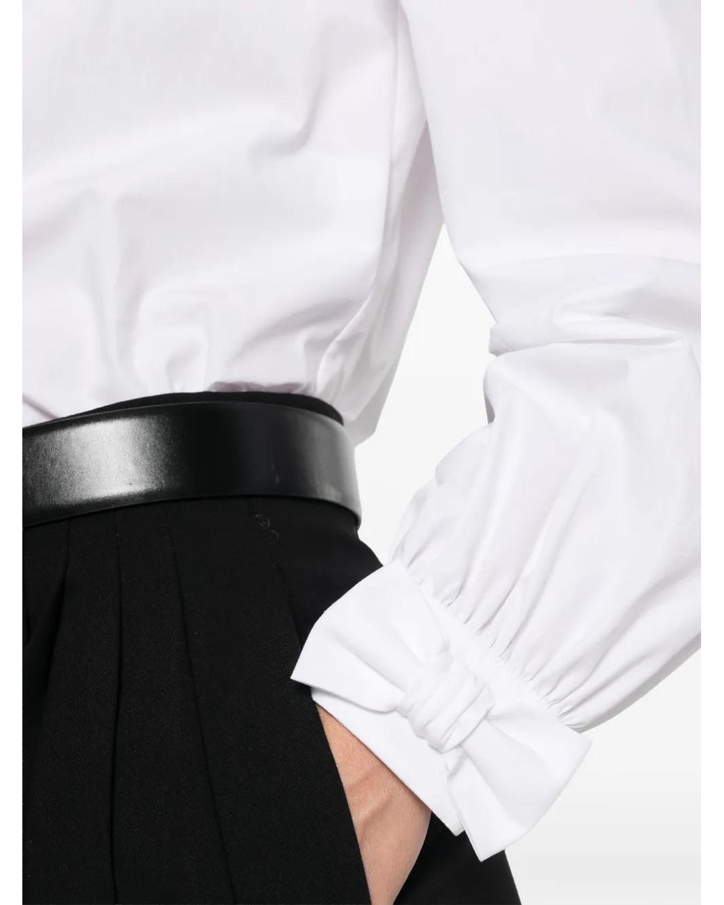 Valentino Garavani White Bow-Detail Long-Sleeve Shirt