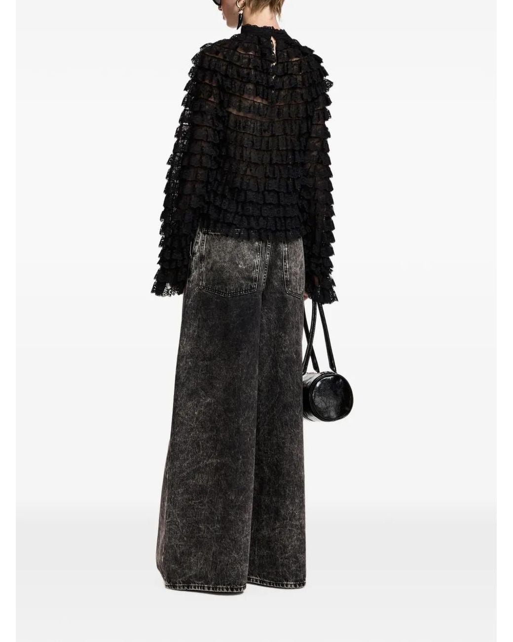 Essentiel Antwerp Black Kashvi Ruffled Lace Blouse